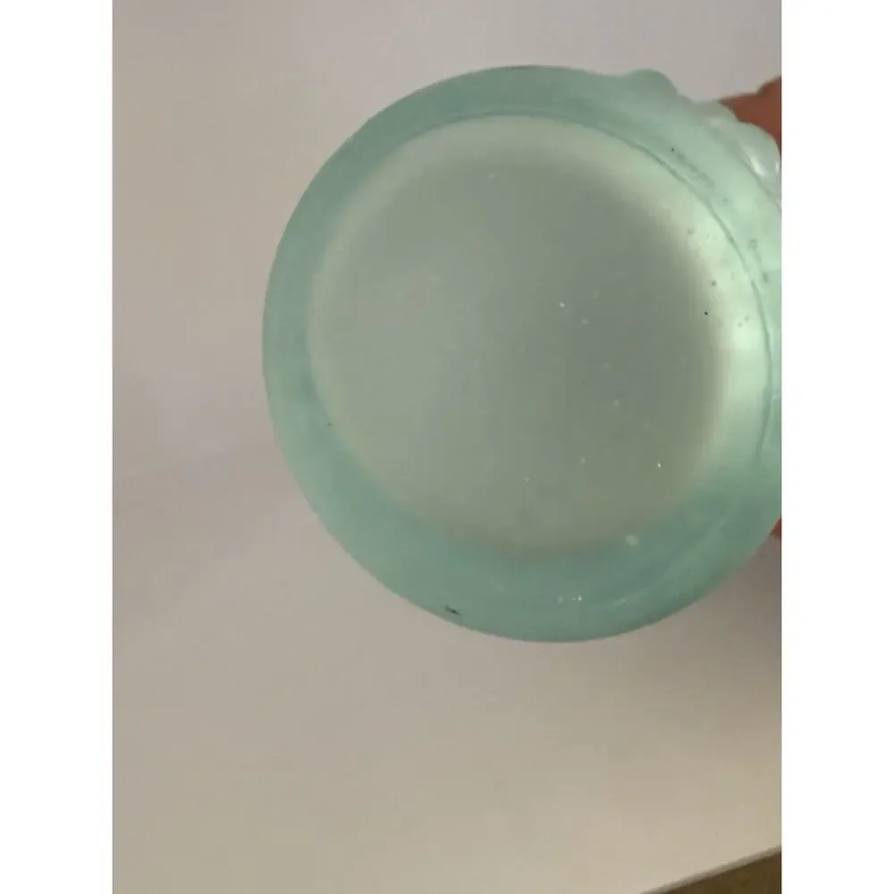 1972 Frantisek Pecený Candle Wax Glass Vase Czech Glass 7” Brutalist Light Aqua